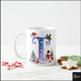 Caneca De Café Carta de Natal Iridescente T com Boneco de Neve