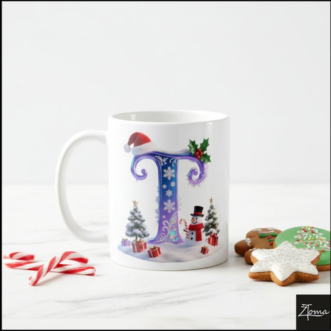 Caneca De Café Carta de Natal Iridescente T com Boneco de Neve (Criador carregado)