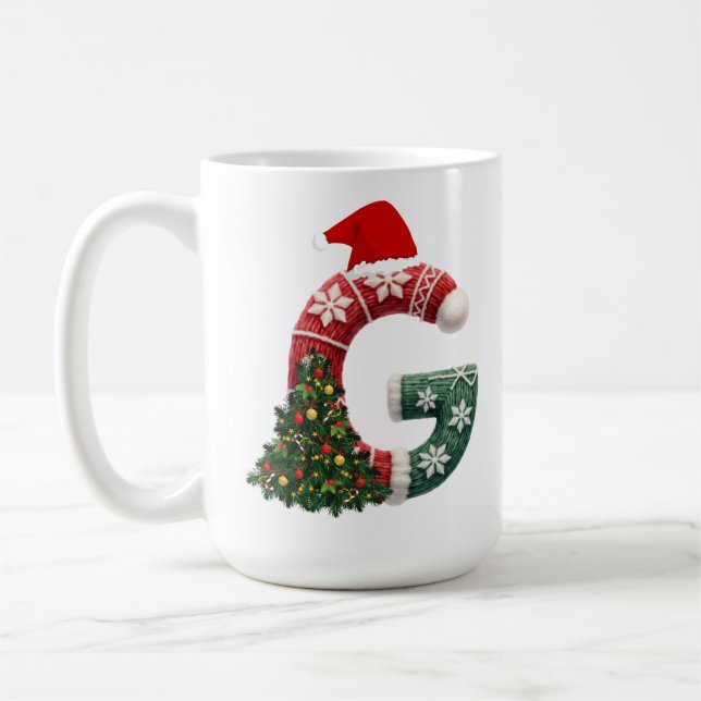 Caneca De Café Carta de Natal Personalizada "G" (Esquerda)