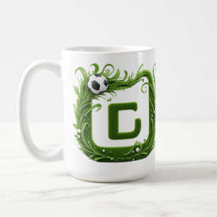 Caneca De Café Carta G de Grama Verde com Bola de Futebol