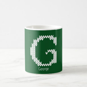 Caneca De Café Carta G do Alfabeto de Tricô Aconchegante