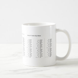 Caneca De Café Carta matemática de equivalentes da fração deci