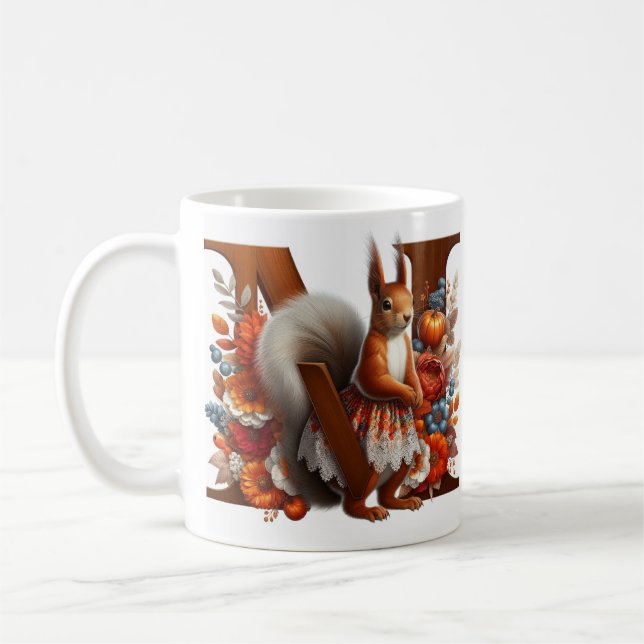 Caneca De Café Carta personalizada M, esquilo, outono (Esquerda)