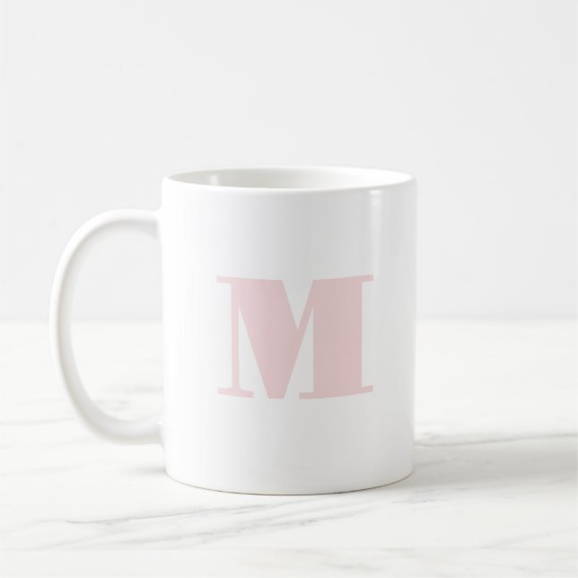 Caneca De Café Carta Simples Inicial Rosa Tímido (Esquerda)