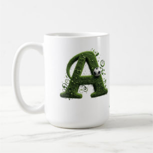 Caneca De Café Carta Topiária de Grama Verde com Bola de Futebol