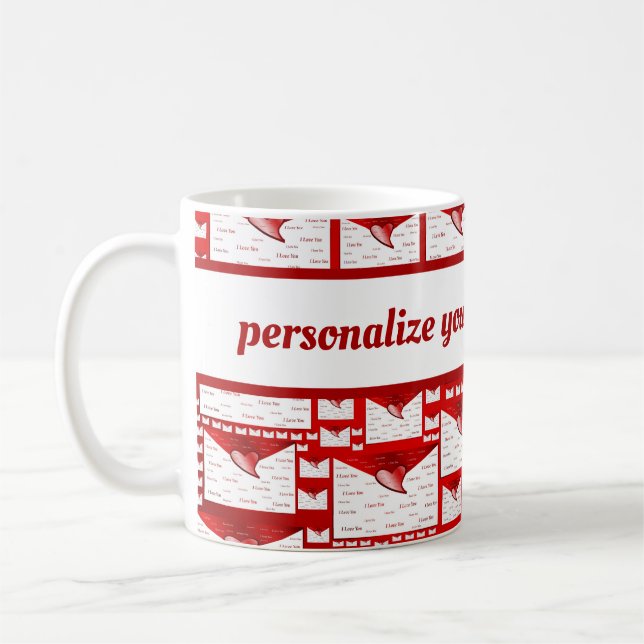 Caneca De Café carta, vermelho, branco, coração, presente, amor,  (Esquerda)