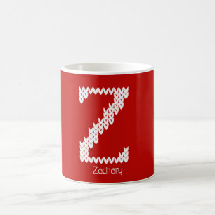 Caneca De Café Carta Z do Alfabeto de Tricô Aconchegante
