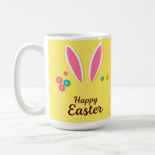 Caneca De Café Cartão de Celebração Feliz Páscoa com Orelhas de C