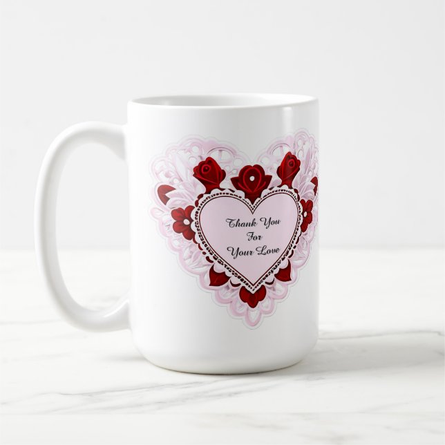Caneca De Café Cartão de Coração de Renda Delicada (Esquerda)