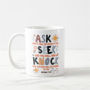 Caneca De Café cartão de escritura versículo da bíblia Mateus 7:7