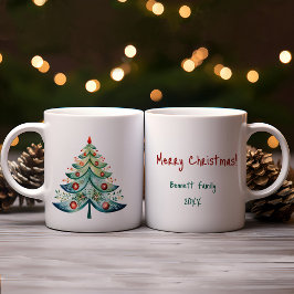 Caneca De Café Cartão de férias da família Feliz Natal