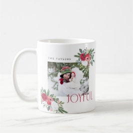 Caneca De Café Cartão de Férias Florais Joyful Negrito