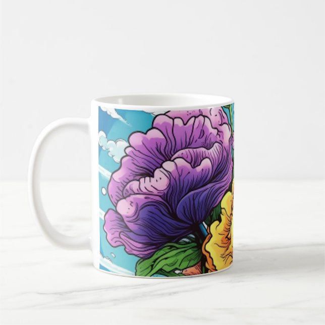 Caneca De Café Cartão de flor ousado  (Esquerda)