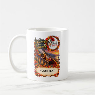 Caneca De Café Cartão de Foto de Trem Vintage Romântico