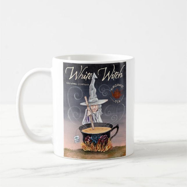 Caneca De Café Cartão de Halloween de bruxa (Esquerda)