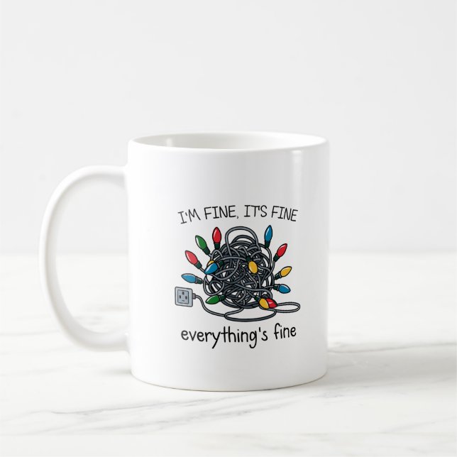 Caneca De Café Cartão de Luzes de Natal Emaranhadas (Esquerda)
