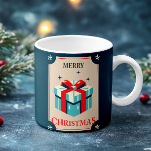 Caneca De Café Cartão de Natal Antigo Com Caixa de Presente Festi