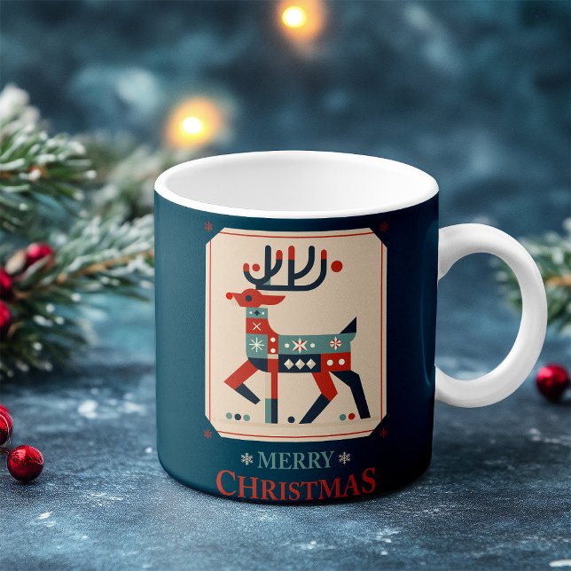 Caneca De Café Cartão de Natal com Design de Ilustração de Reinde (Criador carregado)
