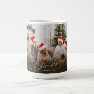 Caneca De Café Cartão de Natal da Família Foto de Feliz Natal Dou