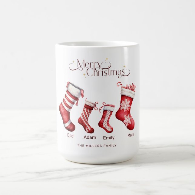 Caneca De Café Cartão de Natal da Família Personalizado Feliz Nat (Centro)