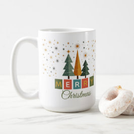 Caneca De Café Cartão de Natal Moderno de Meados do Século