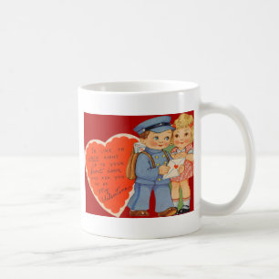 Caneca De Café Cartão de São Valentim de Correio Retro Vintage