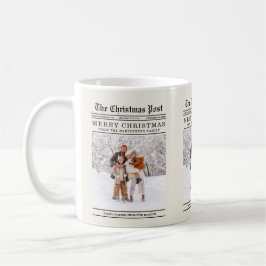 Caneca De Café Cartão de Saudação de Natal ao Estilo de Jornal An