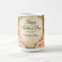 Caneca De Café Cartão do Dia das Mães com Moldura de Rosa Vintage
