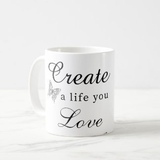 Caneca De Café Cartão Motivacional Crie uma Vida que Você Ama