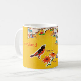 Caneca De Café Cartão Postal Antigo do Mapa de Maryland