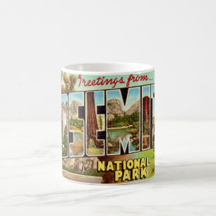 Caneca De Café Cartão postal antigo do Parque Nacional de Yosemit