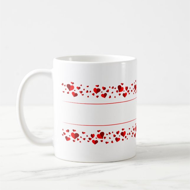 Caneca De Café Cartão Postal Banner Corações (Esquerda)