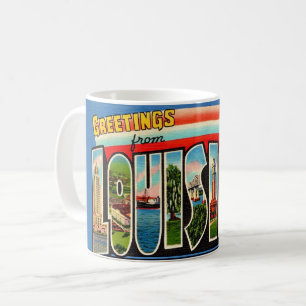 Caneca De Café Cartão postal de cumprimentos vintage Louisiana