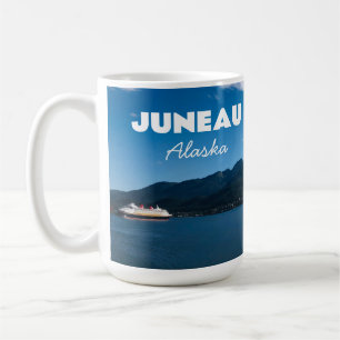 Caneca De Café Cartão postal de Juneau Alasca com avião de cruzei