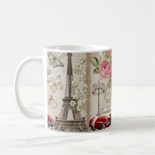 Caneca De Café Cartão postal de Paris vintage.