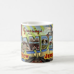 Caneca De Café Cartão postal de saudação retrô Camden NJ
