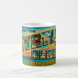 Caneca De Café Cartão postal de saudação vintage de Myrtle Beach