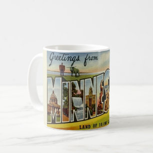 Caneca De Café Cartão postal de saudações antigo para Minnesota M