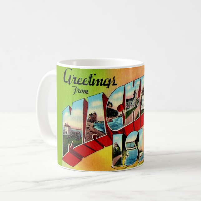 Caneca De Café Cartão postal de saudações da Ilha Mackinac (Frente Esquerda)