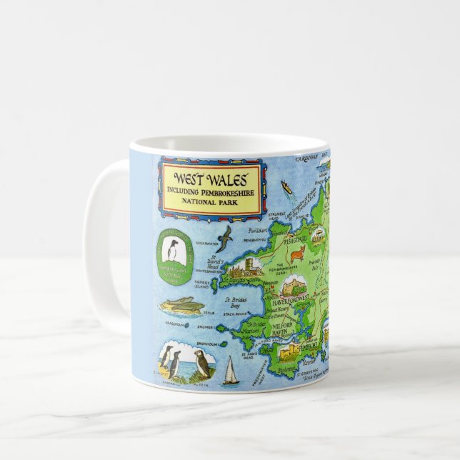 Caneca De Café Cartão postal do mapa antigo do oeste do País de G (Frente Esquerda)