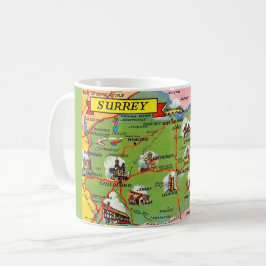 Caneca De Café Cartão postal do mapa de Surrey Inglaterra