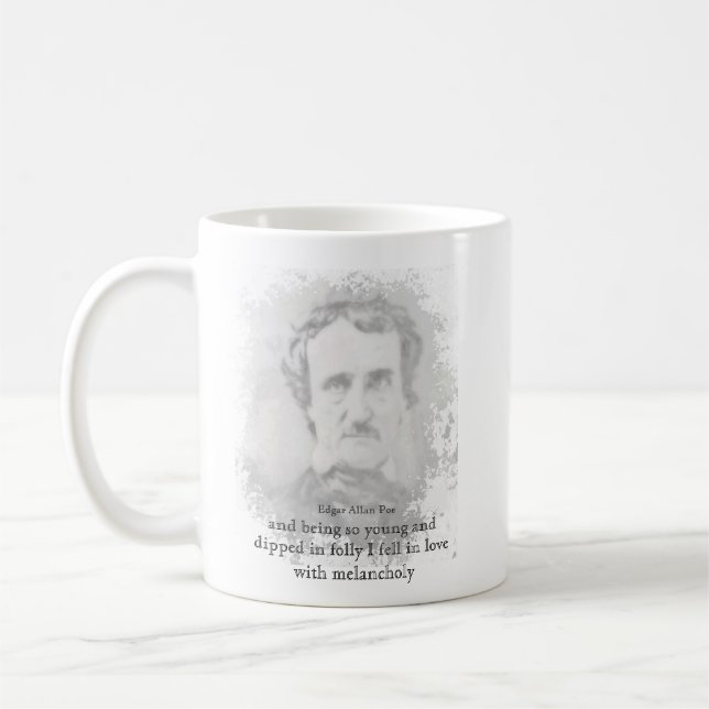 Caneca De Café Cartão-postal do Poeta Melancholy Edgar Allan Poe (Esquerda)