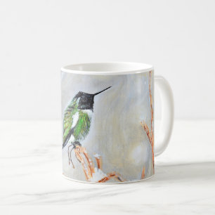 Caneca De Café Cartão-postal para a pintura de Hummingbird no Di