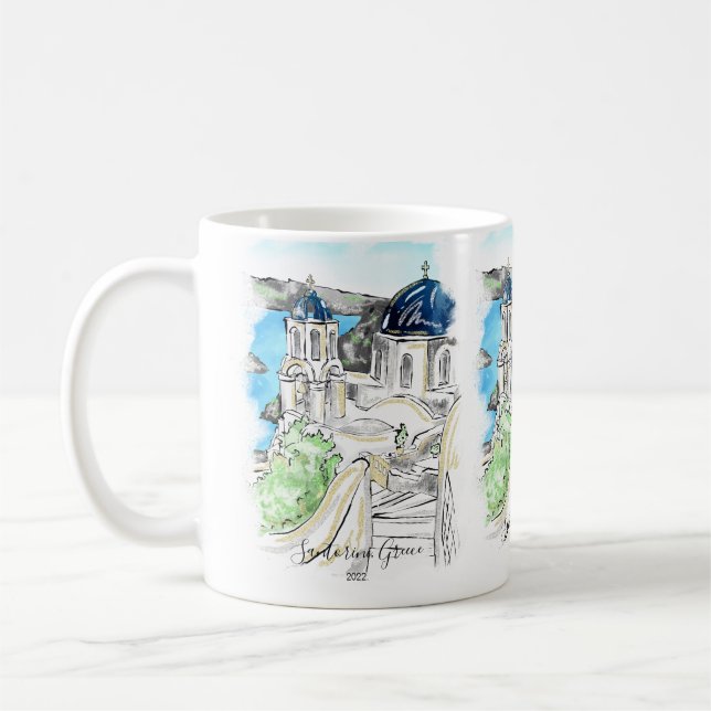 Caneca De Café Cartão postal para as memórias de Verão da Grécia  (Esquerda)