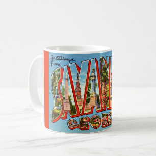 Caneca De Café Cartão postal retro de Savannah Geórgia