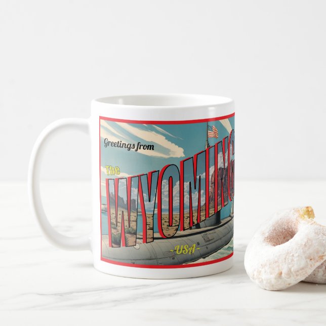 Caneca De Café Cartão Postal Retroativo Submarino Wyoming Para Os (Com Donut)