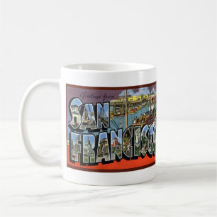 Caneca De Café cartão postal Vintage BIG LETTER São Francisco, CA