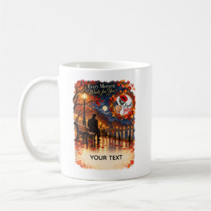 Caneca De Café Cartão Romântico de Outono Esperando por Você