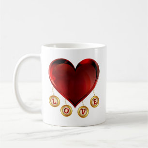 Caneca De Café Cartas de Amor do Coração Design de Tipografia Rom