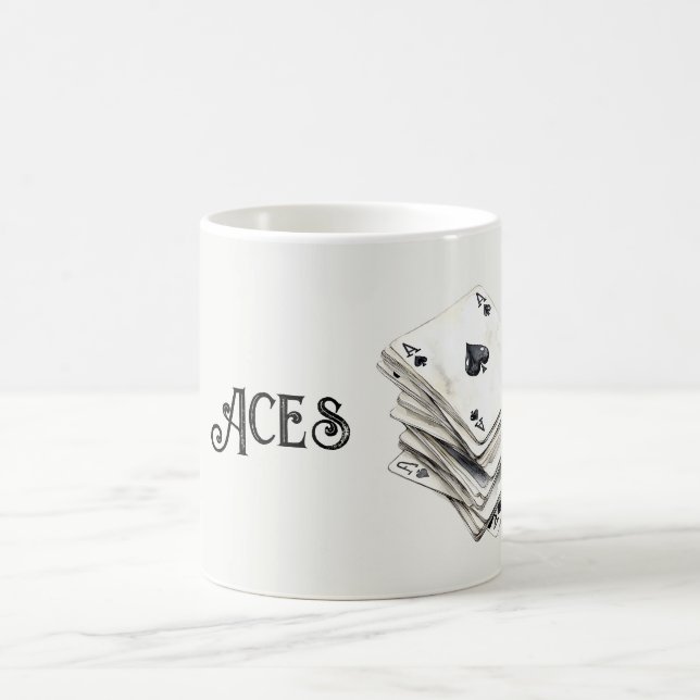 Caneca De Café Cartas de Baralho Ás (Centro)